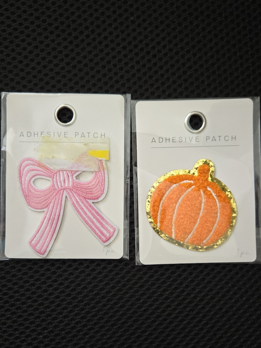 Adhesive Patch Pack — Pink Bow & Orange Pumpkin